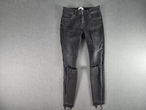 Zara Woman Jeans Womens 2 Gray Distressed Skinny Frayed Hem Denim Pants